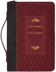 god of hope joy peace romans black and burgundy large faux leather bible cover