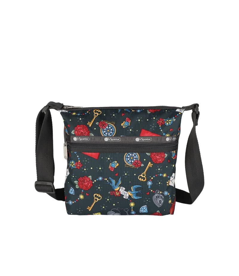 LeSportsac Keepsake Memory Small Hobo Crossbody Handbag, Style 3709/Color E465, Whimsical Colorful Design: Handbags, Hearts, Flowers & Jewels, Celebrate 1974 Iconic Debut