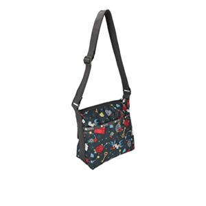 LeSportsac Keepsake Memory Small Hobo Crossbody Handbag, Style 3709/Color E465, Whimsical Colorful Design: Handbags, Hearts, Flowers & Jewels, Celebrate 1974 Iconic Debut