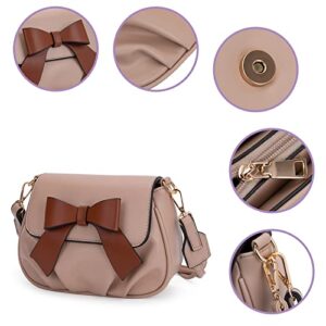 K.EYRE Small Purse for Women Cute Bow Knot Crossbody Shoulder Purses and Handbags - Apricot