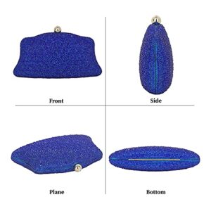 Chaliwini Shiny Rhinestone Crystal Purse Royal Blue Clutch Evening Bag For Women Wedding Party Glitter Handbag