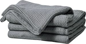 filament alley 100% cotton waffle weave bed blanket charcoal grey full queen 90×90 inch breathable lightweight comforter throw blanket travel throw blanket couch bed sofa