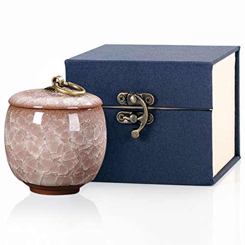 Small Urns for Human Ashes, Ceramic Memorial Keepsake Urns, Hold 5.5 Cubic Inches of Ashes, Beautiful Mini Sharing Funeral Urns with Exquisite Box (White)