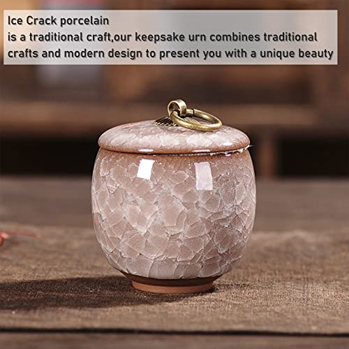 Small Urns for Human Ashes, Ceramic Memorial Keepsake Urns, Hold 5.5 Cubic Inches of Ashes, Beautiful Mini Sharing Funeral Urns with Exquisite Box (White)