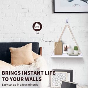 WoodLiving Hanging Shelves for Wall- Hanging Plant Shelf of 2 Set - Rope Floating Shelf Wall Decor Bedroom - ZS-2022-04021 wood-04021