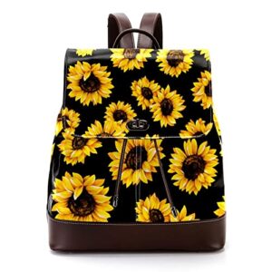 sunflower black women leather backpack anti-theft casual shoulder bag fashion ladies satchel bags