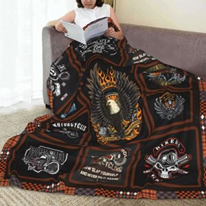 Motorcycle Throw Eagle Blanket Super Soft Warm Cozy Blankets Lightweight Microfiber Flannel Sherpa Fuzzy Plush Throws for Sofa Couch Bedding All Season 60"x50"