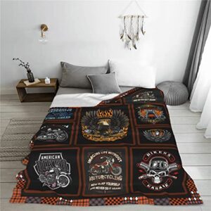 Motorcycle Throw Eagle Blanket Super Soft Warm Cozy Blankets Lightweight Microfiber Flannel Sherpa Fuzzy Plush Throws for Sofa Couch Bedding All Season 60"x50"