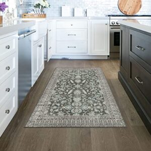 asrug floral luxury accent area rugs non-shedding living room bedroom accent rug, 3’x5’, taupe