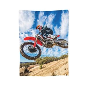 Ultra Soft Blanket Dirt Bike Throws Blanket Plush Fuzzy Lightweight Couch Sofa Bed Warm Cozy Flannel Blanket for Kids and Adults Gift 50"X40"