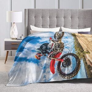 Ultra Soft Blanket Dirt Bike Throws Blanket Plush Fuzzy Lightweight Couch Sofa Bed Warm Cozy Flannel Blanket for Kids and Adults Gift 50"X40"