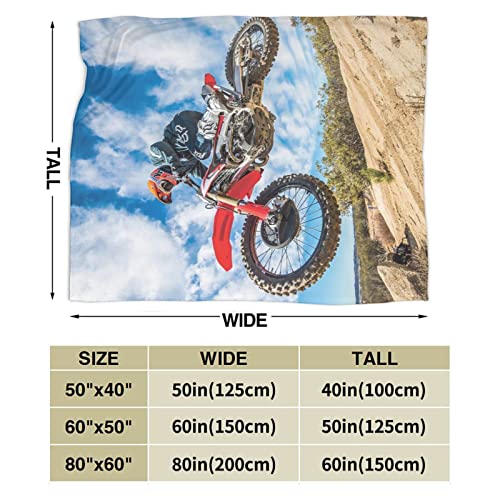 Ultra Soft Blanket Dirt Bike Throws Blanket Plush Fuzzy Lightweight Couch Sofa Bed Warm Cozy Flannel Blanket for Kids and Adults Gift 50"X40"