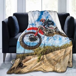 Ultra Soft Blanket Dirt Bike Throws Blanket Plush Fuzzy Lightweight Couch Sofa Bed Warm Cozy Flannel Blanket for Kids and Adults Gift 50"X40"