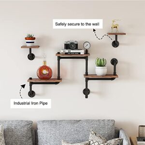 HEONITURE Industrial Pipe Shelving, Rustic Pipe Shelves for Wall Decor, Modern Ladder Shelf with Wood Planks, Floating Shelves Wall Mounted for Home, Living Room, Office(Set of 3 Bookshelf)