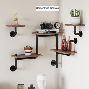 HEONITURE Industrial Pipe Shelving, Rustic Pipe Shelves for Wall Decor, Modern Ladder Shelf with Wood Planks, Floating Shelves Wall Mounted for Home, Living Room, Office(Set of 3 Bookshelf)