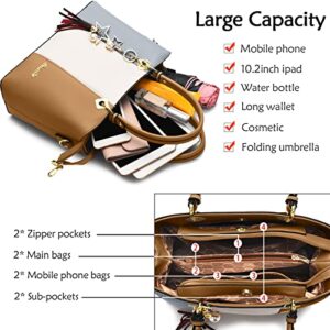 DIRRONA Elegant Women Handbag Fashion Womens Shoulder Bag Colorful Stripes Casual Crossbody Bag Suited Work Travel Daily Top Tote Bag Tassel Pendant Brown