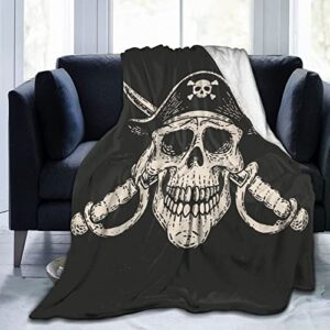 perinsto pirate skull throw blanket ultra soft warm all season decorative fleece blankets for bed chair car sofa couch bedroom 50″x40″