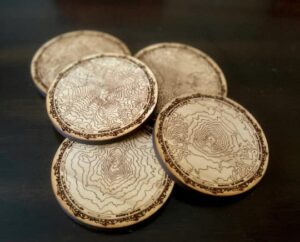 pacific northwest mountains wooden coasters | set of 5 | topography coasters active (poplar)
