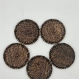 Pacific Northwest Mountains Wooden Coasters | Set of 5 | Topography Coasters Active (Poplar)