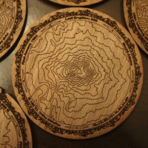 Pacific Northwest Mountains Wooden Coasters | Set of 5 | Topography Coasters Active (Poplar)