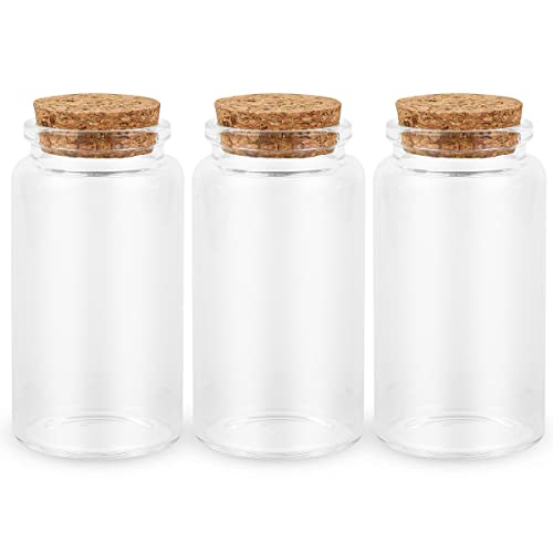 3PC100ML Empty Glass Jars with Cork Stoppers for DIY Art Crafts Projects Decoration Party Supplies and Wedding Party Favors for DIY Art Crafts Projects Decoration Party Supplies Wedding