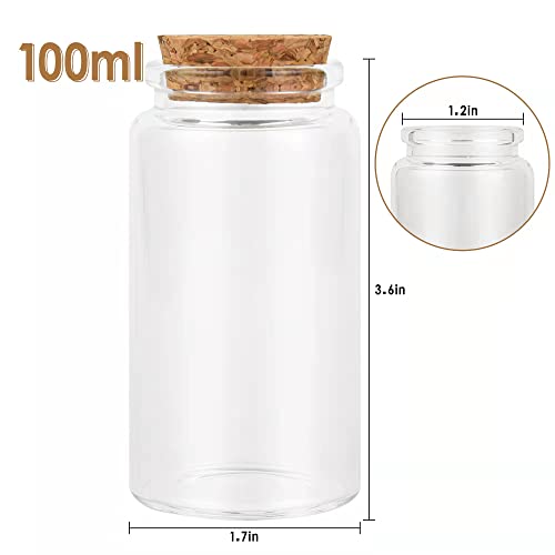 3PC100ML Empty Glass Jars with Cork Stoppers for DIY Art Crafts Projects Decoration Party Supplies and Wedding Party Favors for DIY Art Crafts Projects Decoration Party Supplies Wedding