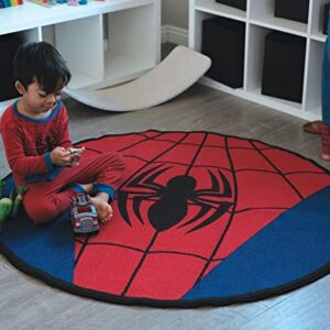 Marvel Spider-Man Chest Logo 52-Inch Round Printed Area Rug | Indoor Floor Mat, Accent Rugs For Living Room and Bedroom, Home Decor For Kids Playroom | Comic Book Gifts And Collectibles