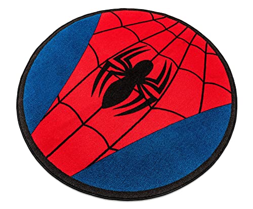 Marvel Spider-Man Chest Logo 52-Inch Round Printed Area Rug | Indoor Floor Mat, Accent Rugs For Living Room and Bedroom, Home Decor For Kids Playroom | Comic Book Gifts And Collectibles