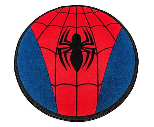 Marvel Spider-Man Chest Logo 52-Inch Round Printed Area Rug | Indoor Floor Mat, Accent Rugs For Living Room and Bedroom, Home Decor For Kids Playroom | Comic Book Gifts And Collectibles