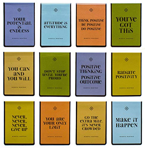 Magnetic Bookmarks -Motivational Affirmation Quote Mantra- Set of 12 Inspirational Bookmarks for All Ages, Men, Women, Teens Girls Students. Perfect Gifts for Friends, Coworkers & Student Incentives!