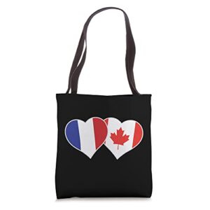 french canadian flag hearts half canada half france flag tote bag