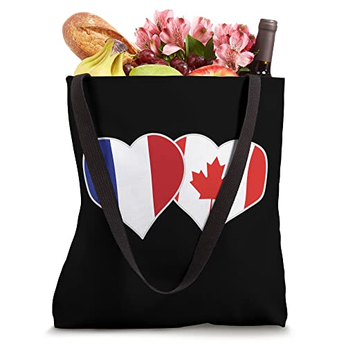 French Canadian Flag Hearts Half Canada Half France Flag Tote Bag