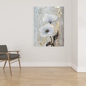 MYBEAUTYWALLA Vertical Flower Oil Painting - Hand Painted Abstract Floral Artwork with Gold Foil - Modern Still Life Pictures for Living Room Hallway Farmhouse Decor