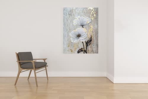 MYBEAUTYWALLA Vertical Flower Oil Painting - Hand Painted Abstract Floral Artwork with Gold Foil - Modern Still Life Pictures for Living Room Hallway Farmhouse Decor