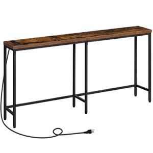 hoobro 70.9 inches console table with 2 power outlets and 2 usb ports, extra long entryway table with charging station, narrow sofa table behind couch, hallway, living room, rustic brown bf1801xg01g1