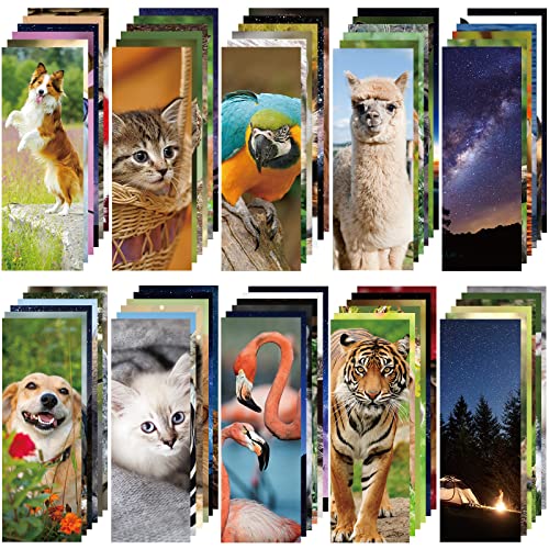 240 Pieces Cool Bookmarks for Kids Inspirational Animal Bookmarks Space Galaxy Bookmarks Vivid Animal Bulk Bookmarks for Kids and Men Women, Book Marks for Book Lovers Students Reading Gifts