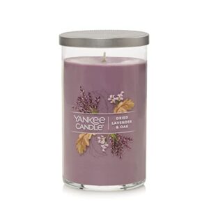 yankee candle dried lavender & oak​ signature medium pillar candle, 14.25oz