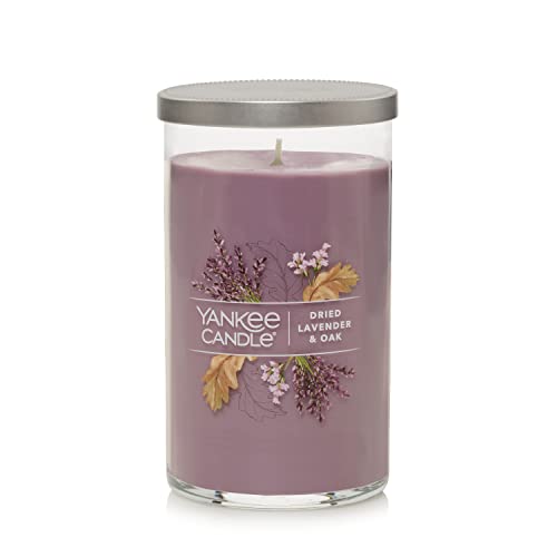 Yankee Candle Dried Lavender & Oak​ Signature Medium Pillar Candle, 14.25oz