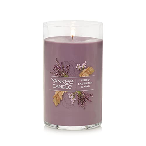 Yankee Candle Dried Lavender & Oak​ Signature Medium Pillar Candle, 14.25oz