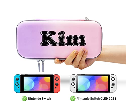 Pink Carry Case Made For Nintendo Switch/Switch OLED Console Custom Name Case with 10 Games Cartridges Travel Case NC7