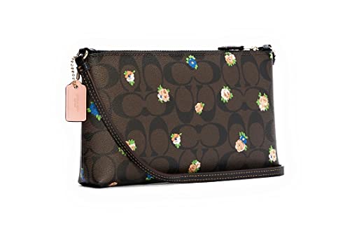 COACH Womens Zip Top Crossbody (IM/Brown Black Multi With Vintage Mini Rose Print)