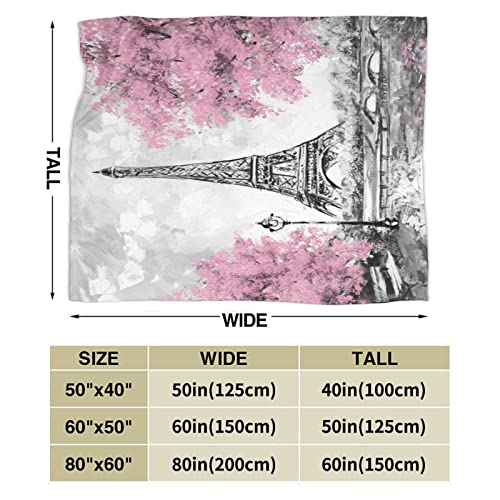 Perinsto Paris Eiffel Tower Throw Blanket Ultra Soft Warm All Season Decorative Fleece Blankets for Bed Chair Car Sofa Couch Bedroom 50"X40"