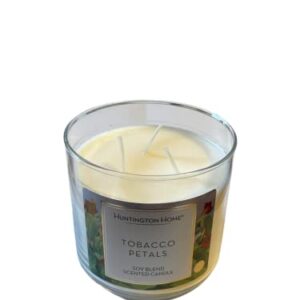 Huntington Home Soy Blend Scented Candle All Scented, 3 Wicks 45/60 Hours (Tobacco Petals))