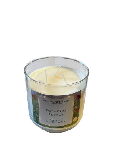 Huntington Home Soy Blend Scented Candle All Scented, 3 Wicks 45/60 Hours (Tobacco Petals))