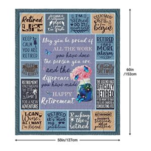 Happy Retirement Gifts for Women/Men 2023, Best Retirement Gifts for Women, Retired Gifts for Women, Farewell Gifts for Coworkers, Coworker Leaving Gifts for Women, Retirement Blanket 60”x50”