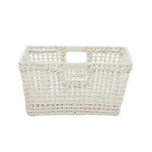 CosmoLiving by Cosmopolitan Cotton Rectangle Storage Basket with Handles, 19" x 16" x 10", White