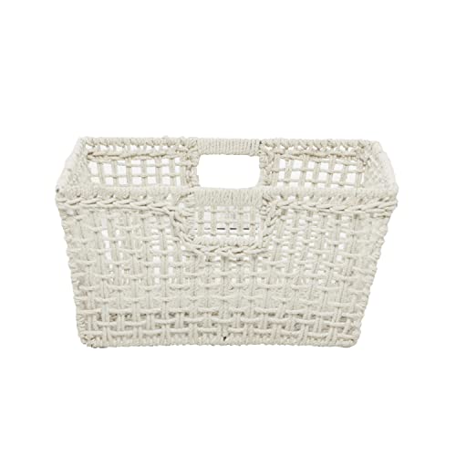 CosmoLiving by Cosmopolitan Cotton Rectangle Storage Basket with Handles, 19" x 16" x 10", White