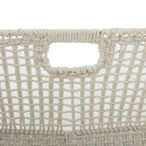 CosmoLiving by Cosmopolitan Cotton Rectangle Storage Basket with Handles, 19" x 16" x 10", White