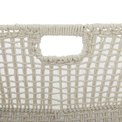 CosmoLiving by Cosmopolitan Cotton Rectangle Storage Basket with Handles, 19" x 16" x 10", White