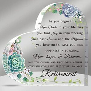 acrylic retirement gifts for women retirement plaque inspirational gifts for retired table decoration for coworker teachers nurses graduation paperweight (3.94 x 3.94 x 0.39 inch, classic style)